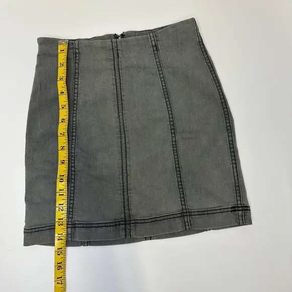 Free People Modern Femme Denim Skirt Light Grey Size 0 - Picture 3 of 9